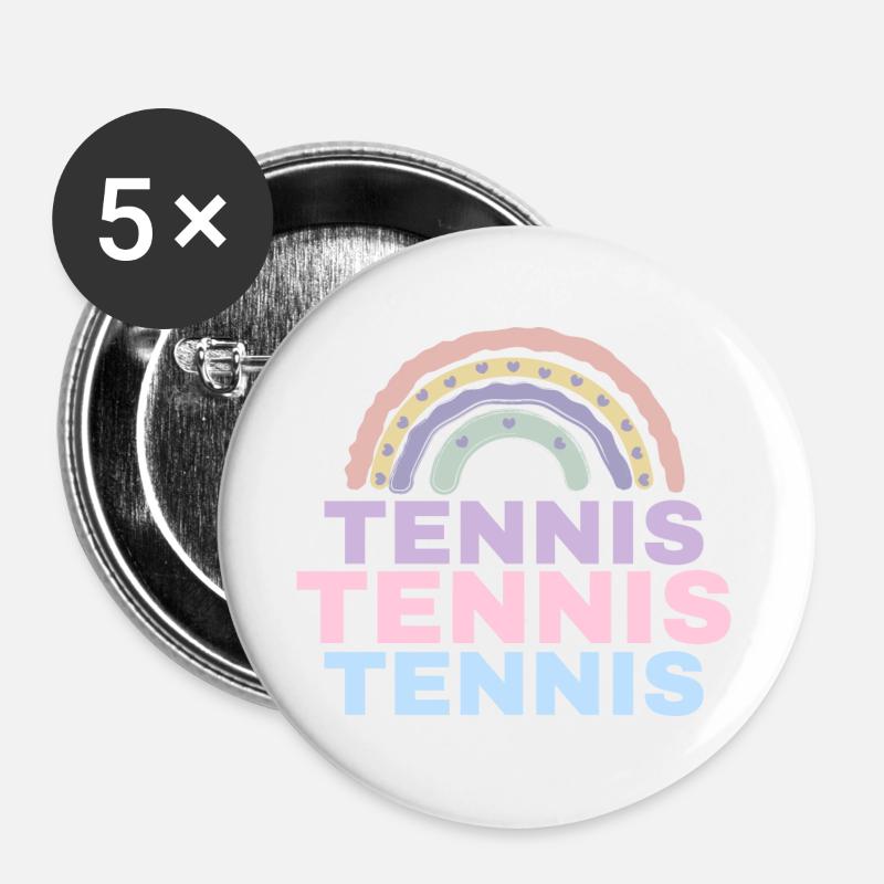 Tennis Rainbow - Buttons large 2.2''/56 mm (5-pack) - white
