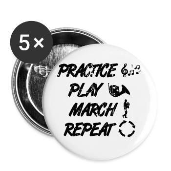 Routine du joueur de cor français - Lot de 5 grands badges (56 mm) - blanc - Devant