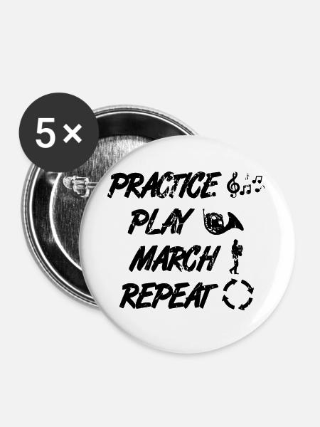 Waldhornist Routine - Buttons groß 56 mm (5er Pack) - Weiß