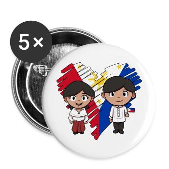 Philippines drapeau philippin fierté je cadeau - Lot de 5 grands badges (56 mm) - blanc - Devant