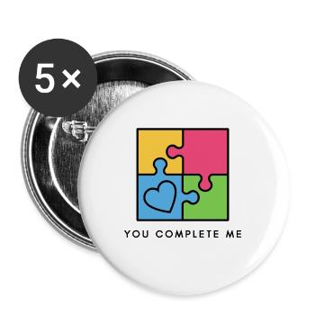 Du vervollständigst mich wahre Liebe Valentinstag - Buttons groß 56 mm (5er Pack) - Weiß - Vorne