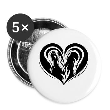 Beautiful curved heart - Buttons large 2.2''/56 mm (5-pack) - white - Front