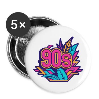 Logo des années 90 - Lot de 5 grands badges (56 mm) - blanc - Devant