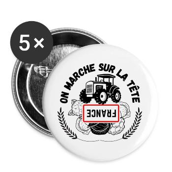 Agriculteurs français - Lot de 5 grands badges (56 mm) - blanc - Devant