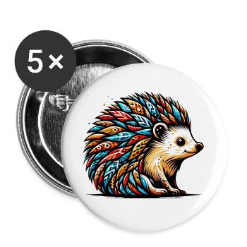 Hérisson - Lot de 5 grands badges (56 mm) - blanc - Devant