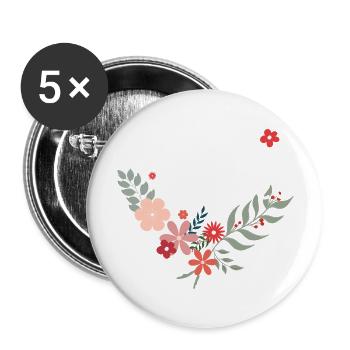 Floral Bride - Die Brautblumen - Buttons groß 56 mm (5er Pack) - Weiß - Vorne