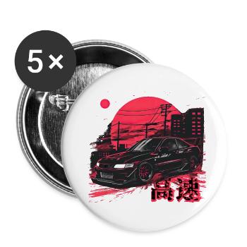 Black Lancer Evo | Classic JDM - Buttons large 2.2''/56 mm (5-pack) - white - Front