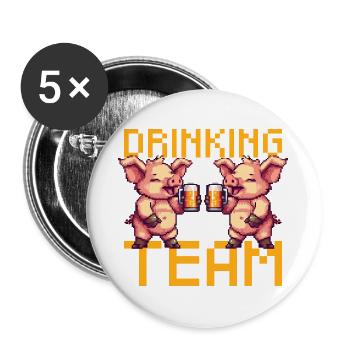 Pig Drinking Team Beer Party - Lot de 5 grands badges (56 mm) - blanc - Devant