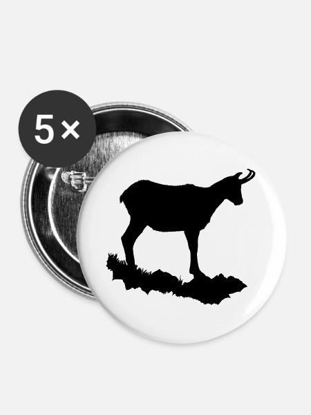 Gämse - Buttons groß 56 mm (5er Pack) - Weiß