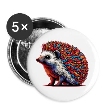Hérisson - Lot de 5 grands badges (56 mm) - blanc - Devant