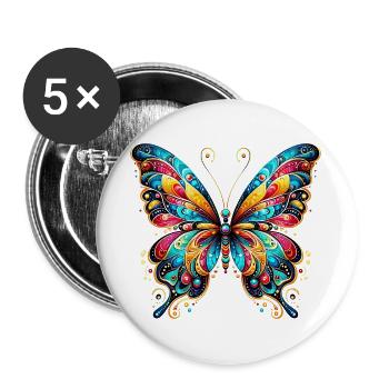 Schmetterling - Buttons groß 56 mm (5er Pack) - Weiß - Vorne