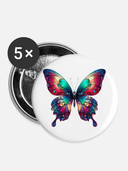 Schmetterling - Buttons groß 56 mm (5er Pack) - Weiß