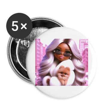 Dame - Lot de 5 grands badges (56 mm) - blanc - Devant