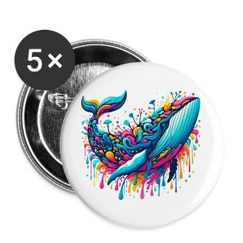 Whale - Buttons large 2.2''/56 mm (5-pack) - white - Front