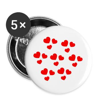 HERZ. HERZ. VALENTINSTAG. LIEBE. LIEBE. PAAR. - Buttons groß 56 mm (5er Pack) - Weiß - Vorne