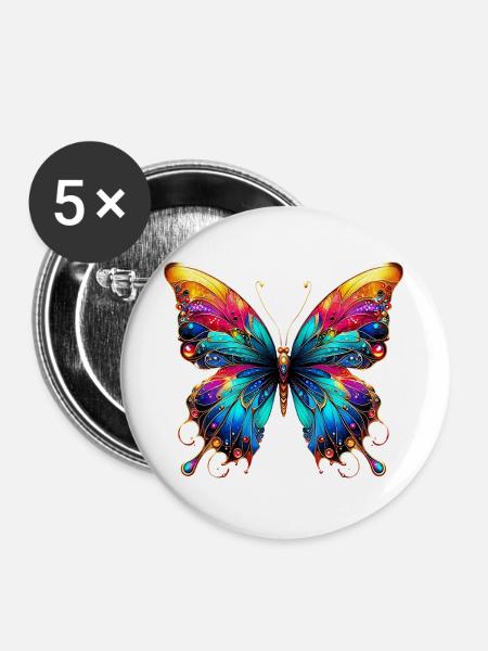 Schmetterling - Buttons groß 56 mm (5er Pack) - Weiß
