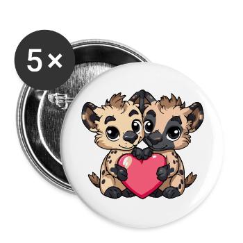 Hyäne Paar Liebe Couple Verliebt - Buttons groß 56 mm (5er Pack) - Weiß - Vorne