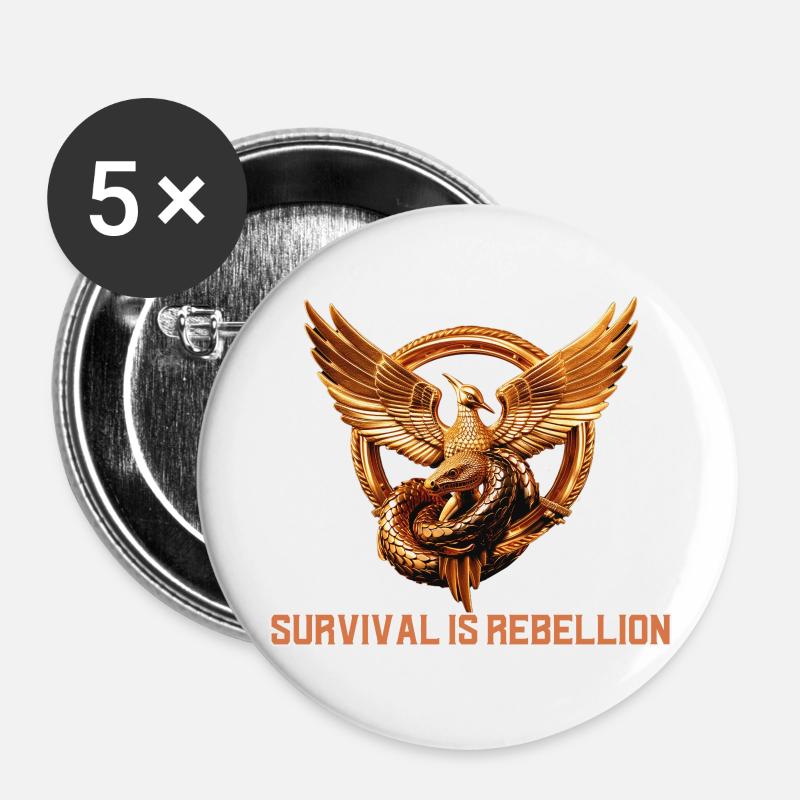 Hunger Games, Survival is Rebellion - Buttons large 2.2''/56 mm (5-pack) - white