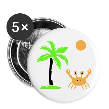 krabbe sonne palme - Buttons groß 56 mm (5er Pack) - Weiß - Vorne