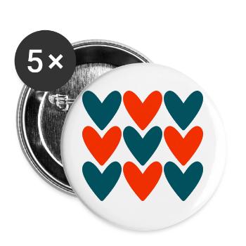 HERZ. HERZ. VALENTINSTAG. LIEBE. LIEBE. PAAR. - Buttons groß 56 mm (5er Pack) - Weiß - Vorne