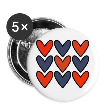 HERZ. HERZ. VALENTINSTAG. LIEBE. LIEBE. PAAR. - Buttons groß 56 mm (5er Pack) - Weiß - Vorne
