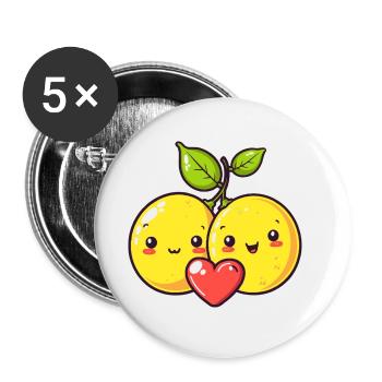 Lemon Couple Love Heart Valentine's Day - Buttons large 2.2''/56 mm (5-pack) - white - Front