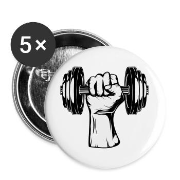 Dumbbell in hand - lifting weight for bodybuilders - Buttons large 2.2''/56 mm (5-pack) - white - Front