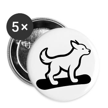 Hund Snowboard Snowboarder Minimalistisches Design - Buttons groß 56 mm (5er Pack) - Weiß - Vorne
