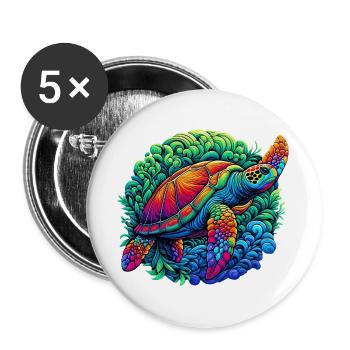 Turtle - Buttons large 2.2''/56 mm (5-pack) - white - Front