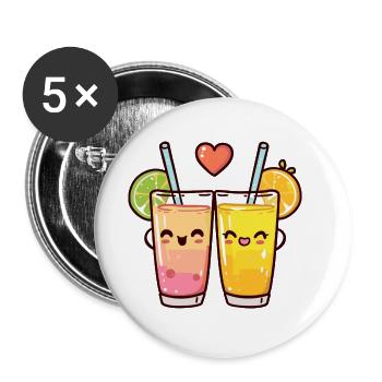 Cocktail Couple Love Heart Valentine's Day - Buttons large 2.2''/56 mm (5-pack) - white - Front