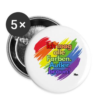 Ich mag alle Farben außer braun - Buttons groß 56 mm (5er Pack) - Weiß - Vorne