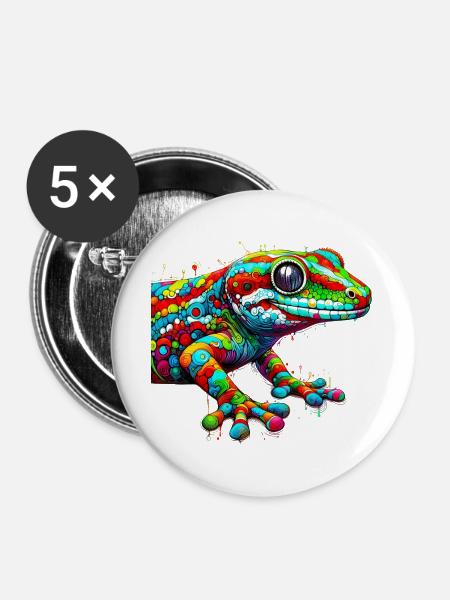 Gecko - Buttons groß 56 mm (5er Pack) - Weiß