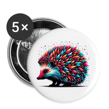 Hérisson - Lot de 5 grands badges (56 mm) - blanc - Devant