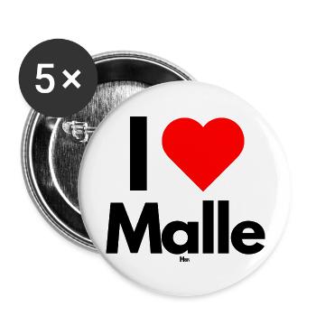 Malle I love Malle - Buttons groß 56 mm (5er Pack) - Weiß - Vorne