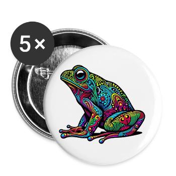 Grenouille - Lot de 5 grands badges (56 mm) - blanc - Devant