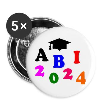 Abi 2024 - Buttons groß 56 mm (5er Pack) - Weiß - Vorne