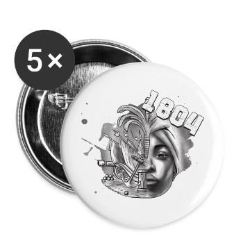 Haiti Haitian Flagge Frau Prinzessin I Geschenk - Buttons groß 56 mm (5er Pack) - Weiß - Vorne