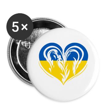Ukraine Heart - Buttons large 2.2''/56 mm (5-pack) - white - Front