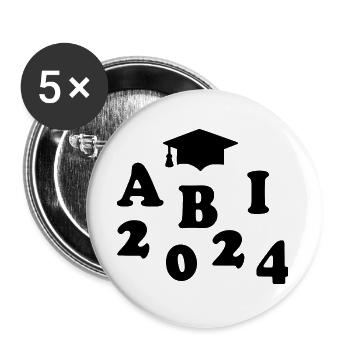 Abi 2024 - Buttons groß 56 mm (5er Pack) - Weiß - Vorne