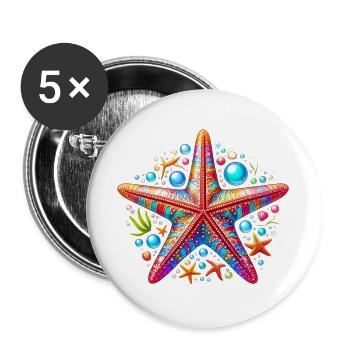 Étoile de mer - Lot de 5 grands badges (56 mm) - blanc - Devant