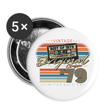 Original 1979 Vintage anniversaire Vintage rétro - Lot de 5 grands badges (56 mm) - blanc - Devant