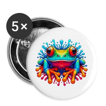 Frosch - Buttons groß 56 mm (5er Pack) - Weiß - Vorne