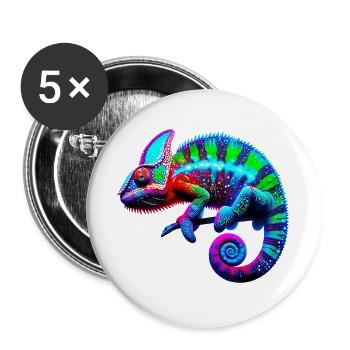 Caméléon - Lot de 5 grands badges (56 mm) - blanc - Devant