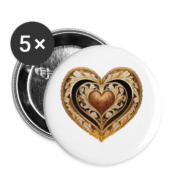 Du bist mein Herz - Buttons groß 56 mm (5er Pack) - Weiß - Vorne