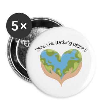 Save the f**ing planet - Buttons groß 56 mm (5er Pack) - Weiß - Vorne