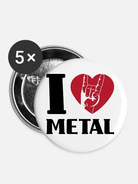 I love metal - Buttons large 2.2''/56 mm (5-pack) - white