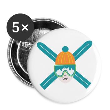 Ski Crazy - Sans nom - Lot de 5 grands badges (56 mm) - blanc - Devant