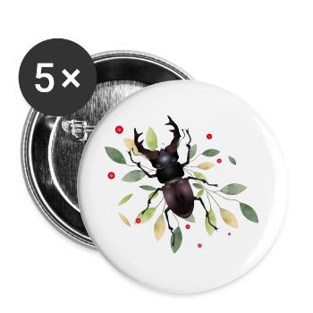 magnificent dark stag with green leaves - Buttons large 2.2''/56 mm (5-pack) - white - Front