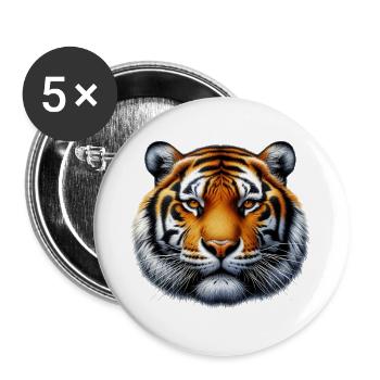 Tiger - Buttons groß 56 mm (5er Pack) - Weiß - Vorne