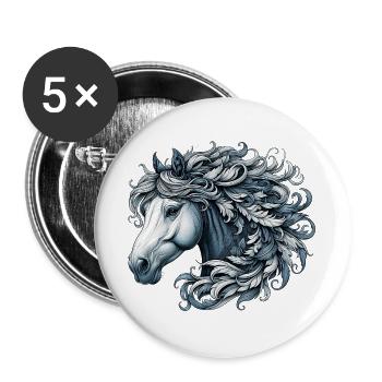 Horse - Buttons large 2.2''/56 mm (5-pack) - white - Front